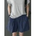 Leisure Solid Ruched Pocket Casual Cotton Shorts