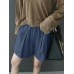 Leisure Solid Ruched Pocket Casual Cotton Shorts