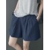 Leisure Solid Ruched Pocket Casual Cotton Shorts