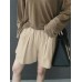 Leisure Solid Ruched Pocket Casual Cotton Shorts