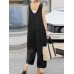 Solid Backless Sleeveless Casual Jumpsuit