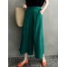 Solid Loose Pocket Elastic Waist Wide Leg Pants