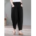 Solid Pocket Casual Cotton Pants