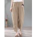 Solid Pocket Casual Cotton Pants