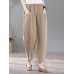 Solid Pocket Casual Cotton Pants