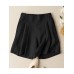 Solid Ruched Pocket Casual Cotton Shorts