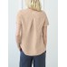 Cotton Solid Ruched Short Sleeve Round Neck Casual Blouse