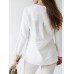 Cotton Solid Split V Neck Long Sleeve Casual Blouse