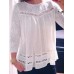 Lace Panel Hollow Crew Neck Blouse For Women