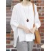 Leisure Solid Slit Hem Round Neck Casual Blouse