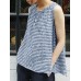 Plaid Knotted Round Neck Sleeveless Casual Tank Top