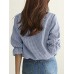 Plaid Ruffle Sleeve Round Neck Casual Blouse