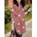 Polka Dot Button Split Long Sleeve Stand Collar Casual Shirt