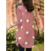 Polka Dot Button Split Long Sleeve Stand Collar Casual Shirt