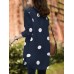 Polka Dot Button Split Long Sleeve Stand Collar Casual Shirt