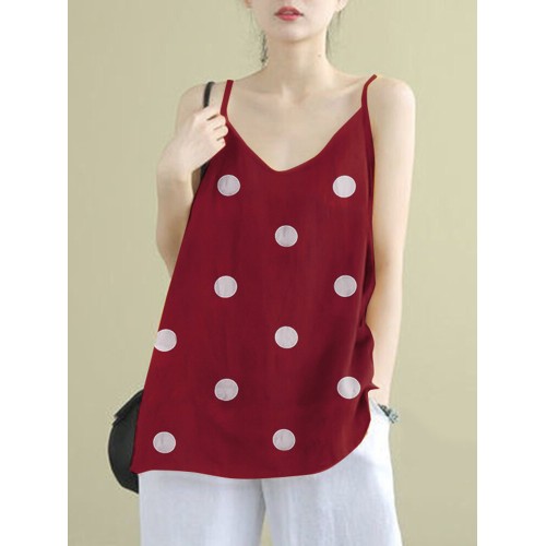 Polka Dot Spaghetti Backless Sleeveless Casual Cami