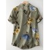 Random Flower Print Button Short Sleeve V-neck Blouse