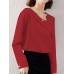 Solid Asymmetrical Neck Long Sleeve Women Blouse