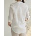 Solid Asymmetrical Stand Collar 3/4 Sleeve Button Blouse