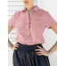 Solid Button Pocket Lapel Short Sleeve Casual Cotton Shirt