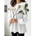 Solid Casual Keyhole Back Long Sleeve Crew Neck Blouse