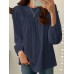 Solid Casual Keyhole Back Long Sleeve Crew Neck Blouse