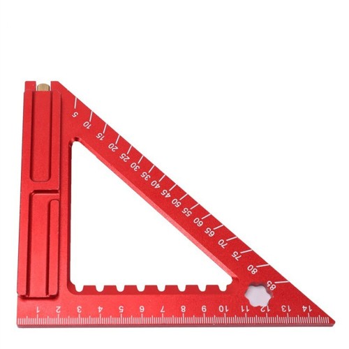 140mm/180mm High-Precision Aluminum Alloy Triangle Ruler Double-Sided Scale with Needle Slider Woodworking Tool