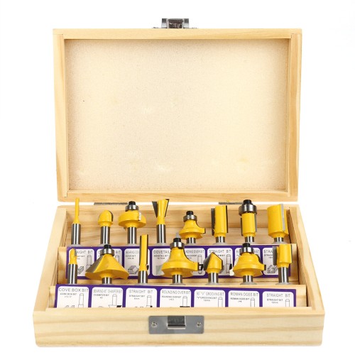 15pcs 1/4 Inch Shank Router Bits Set Carbide Trimming Machine Tool Set for woodworking