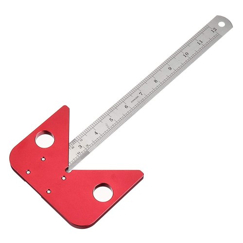 30cm Center Woodworking Ruler 45 Degrees Angle Line Caliber Marking Ruler Wood Measuring Scribe Tool