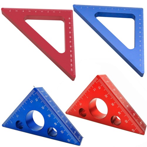 45 Degree Aluminum Alloy Angle Ruler Imperial And Metric Triangle Ruler for Carpenter Workshop Woodworking Square Measuring Tool