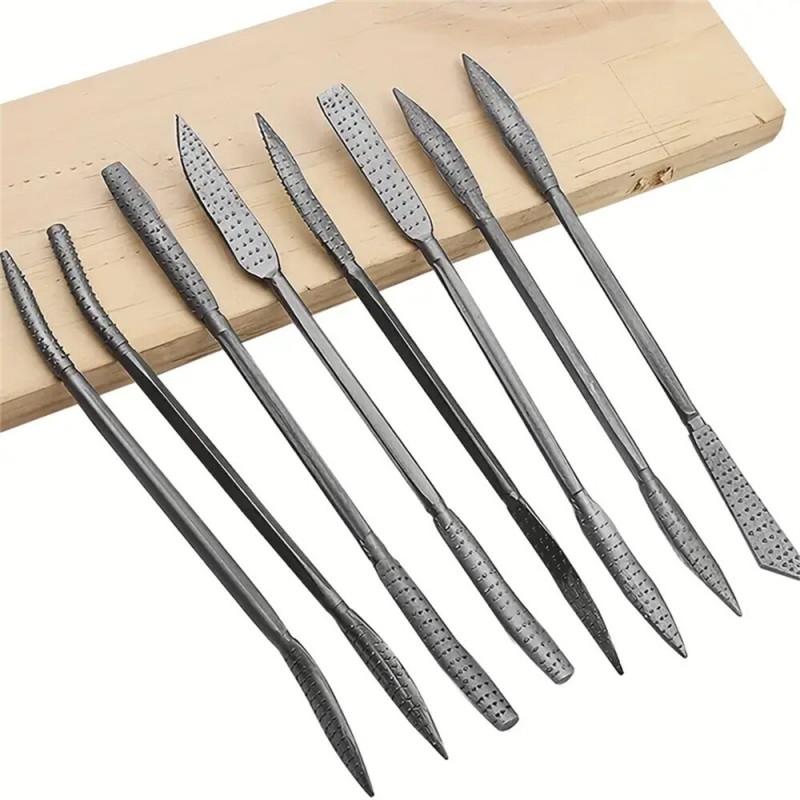 8PCS Double Ended Wood Carving File Kit Metal Riffler Wood Rasp Set Special Shaped Tools Perfect for Grinding Shaping and Refining Surfaces