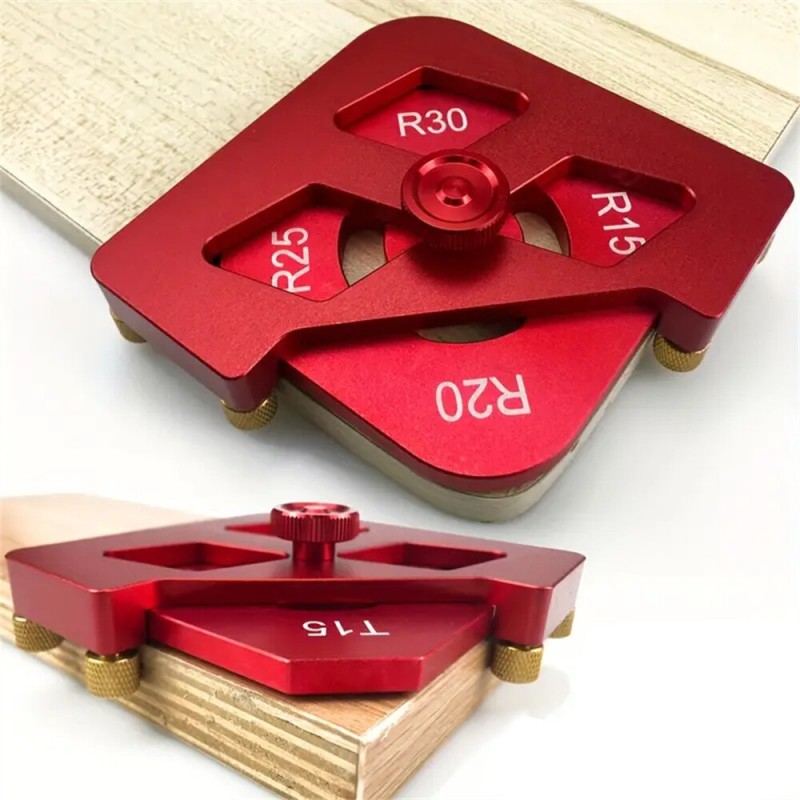 Arc/T Corner Gauge Aluminum Alloy Woodworking Chamfering Template Tool with Quick Change Features Red/Black Perfect for Beveling Rounding Professional or DIY Projects