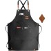 Extra large Style Apron Thick Canvas Suitable for Woodworkers Electricians Gardeners Black/Camel Durable Protective Workwear