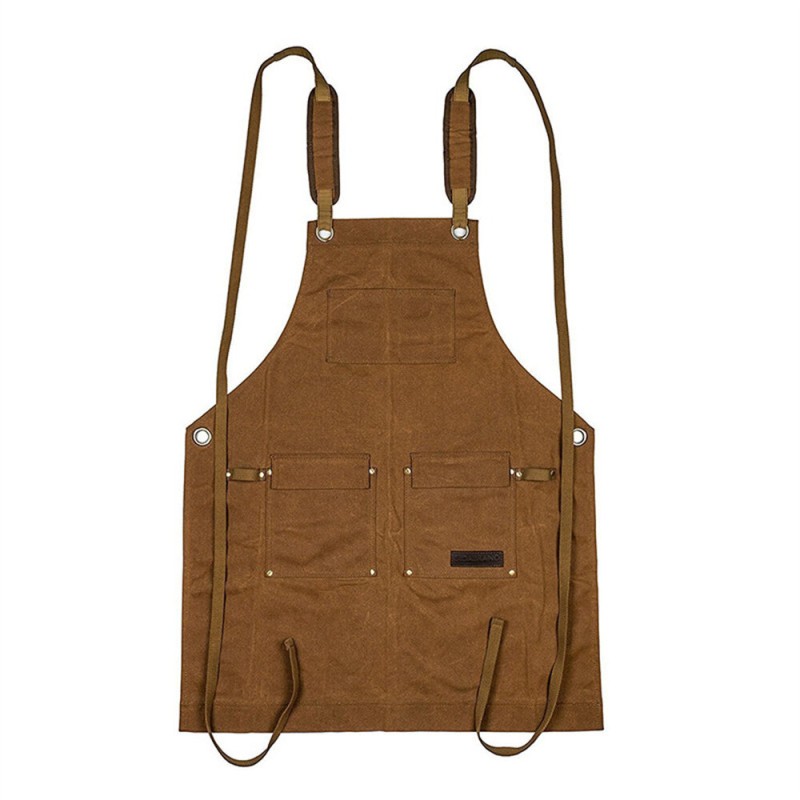 Extra large Style Apron Thick Canvas Suitable for Woodworkers Electricians Gardeners Black/Camel Durable Protective Workwear