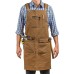 Extra large Style Apron Thick Canvas Suitable for Woodworkers Electricians Gardeners Black/Camel Durable Protective Workwear