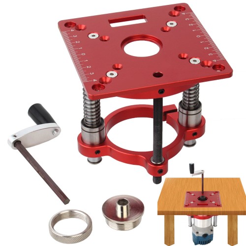 Precision Router Lift Kit with Router Table Insert Plate Max Lifting 70mm Woodworking Engraving DIY Tools for 64-66mm Diameter Motors