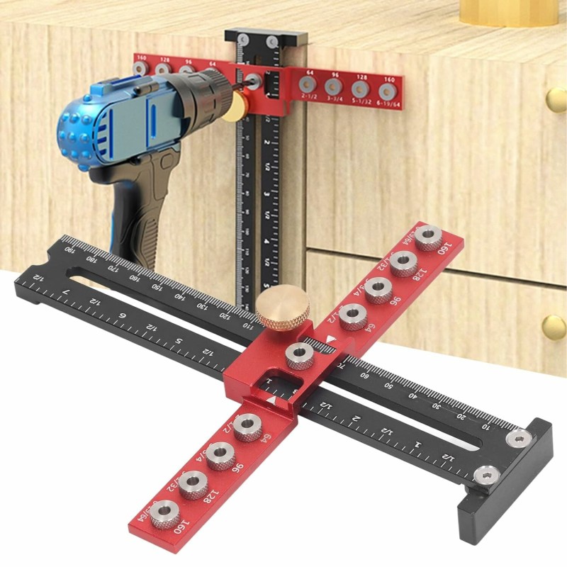 Professional Handle Punch Locator with Adjustable Distance Precise Scale for Door Handle Hole Drilling and Easy Installation