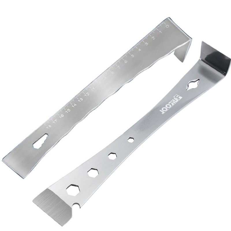 Stainless Steel Prybar Scraper Ultra Sharp Scraper Removes Residue From Steel Aluminum with Wrench Function and Metric Scale Built-In Nail Puller