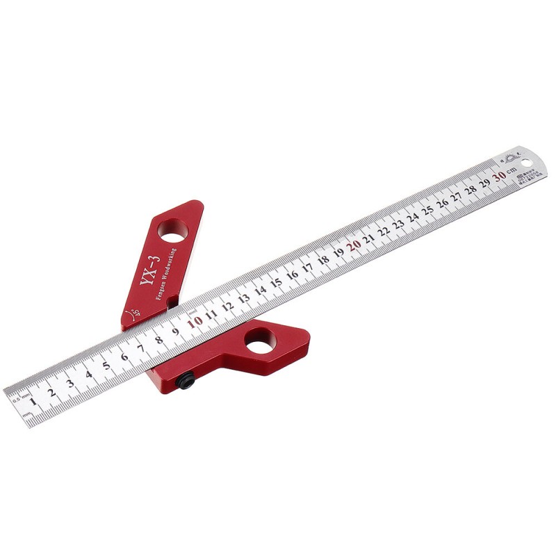 YX-3 300mm Woodworking Square Center Scriber Center Finder 45 90 Degrees Angle Line Scriber Marking Tools Metric Inch Ruler