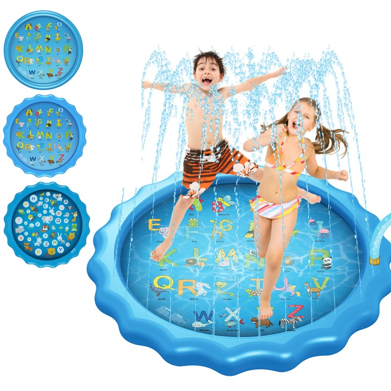 170CM*10CM/68"*3.93'' Inflatable Swimming Pool Summer Splash Sprinkle Sprinkler Playmat Outdoor Water Play Mat Toy for Kids Children Toddlers