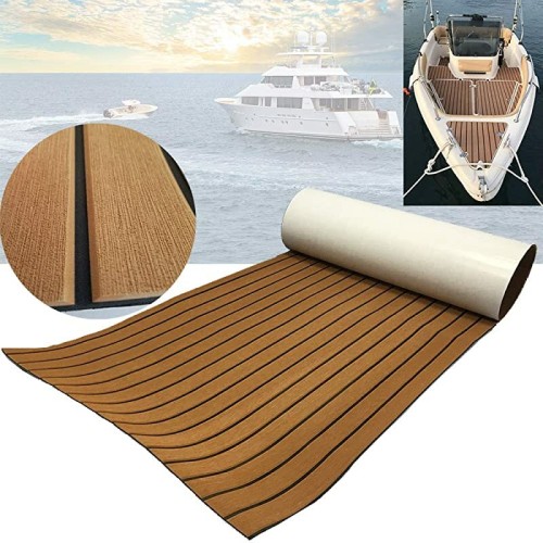 240x60x0.5cm EVA Boat Flooring Pad Faux Teak Decking Sheet Non-Slip Self-Adhesive Kayaks Mat Outdoor Boating