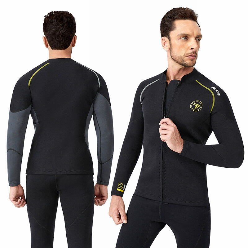 ZCCO 1.5mm Diving Suit Comfortable Neoprene Long Sleeve Waterproof Front Zipper Smooth Design Water Sport Jacket for Surfing Deep Diving Snorkeling