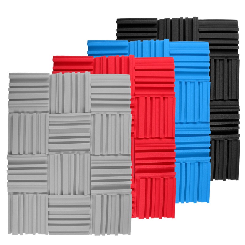 12Pcs Soundproof Foam Panels Noise Reduction Flame Retardant Acoustic Panels Tiles 25*25*5CM for Studio KTV Sound Insulation