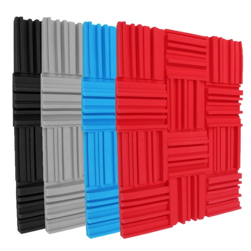12Pcs Soundproof Foam Panels Noise Reduction Flame Retardant Acoustic Panels Tiles 25*25*5CM for Studio KTV Sound Insulation