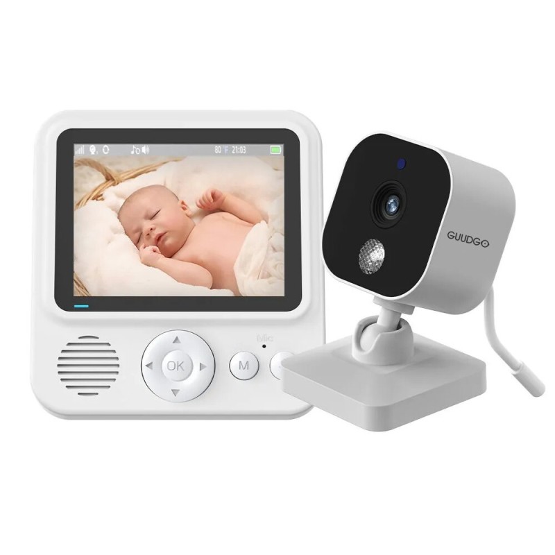 Guudgo LS-BM1 2.8 inch IPS Screen Wireless Video Baby Monitor with PTZ Camera Night Vision Temperature Battery Monitoring Two Way Audio Talk Built-in 8 Baby Lullabies Home Safety Set