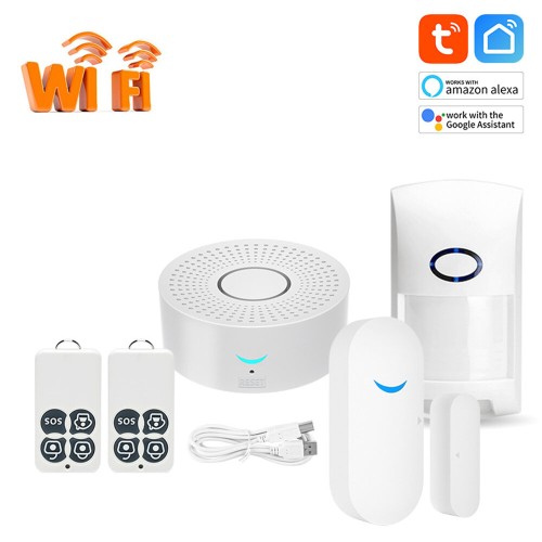 Tuya WiFi Anti-theft Alarm System Remote Control Arming Disarming SOS Powerful Horn Alarm for Home Safety Precaution System Alarm Kit