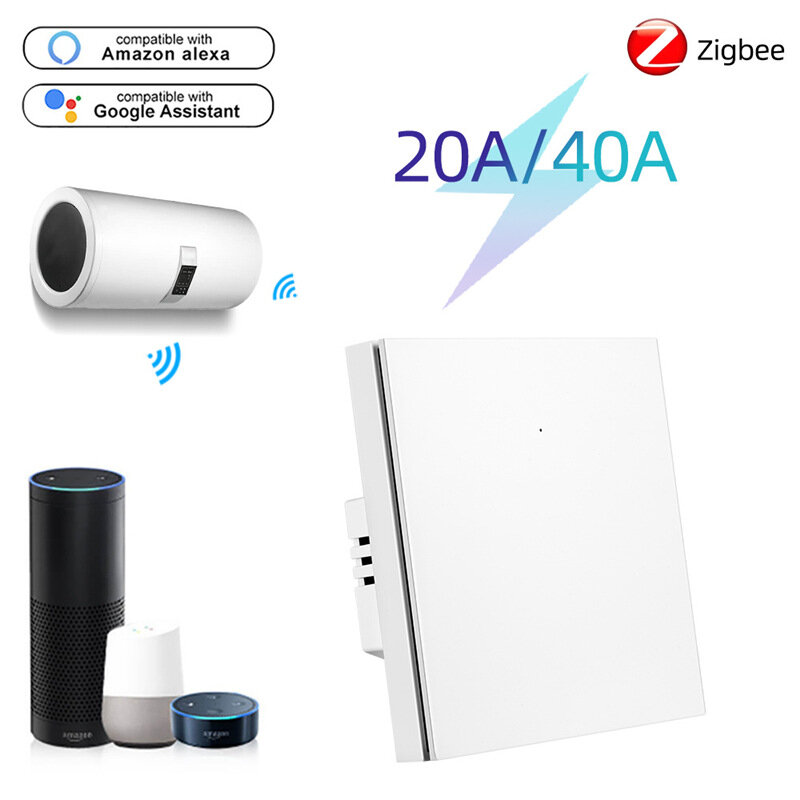 20A/40A 1-Gang Tuya Smart Zigbe Switch EU Plug APP Remote Control Water Heater Air Conditioning Work with Alexa Google Home