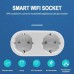 2 In 1 Tuya WIFI Smart Socket Dual Outlet EU Plug Voice Control Wireless Smart Socket APP Remote Control Work with Alexa Google Home