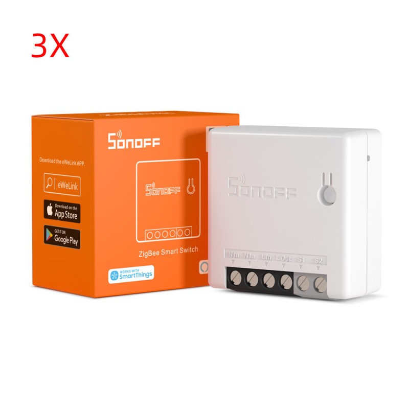 3pcs SONOFF ZBMINI Zigbee3.0 Two-Way Smart Switch APP Remote Control via eWeLink Support SmartThings Hub Alexa Google Home