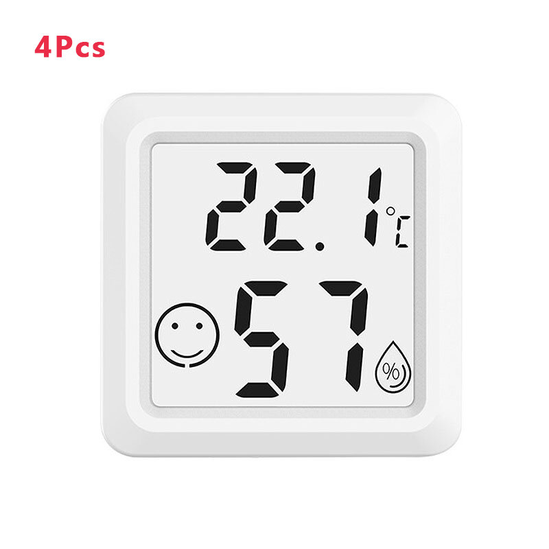 4Pcs Mini Indoors Thermometer Hygrometer High-precision Electronic Temperature Humidity Meter Digital Display Wall-mounted Home